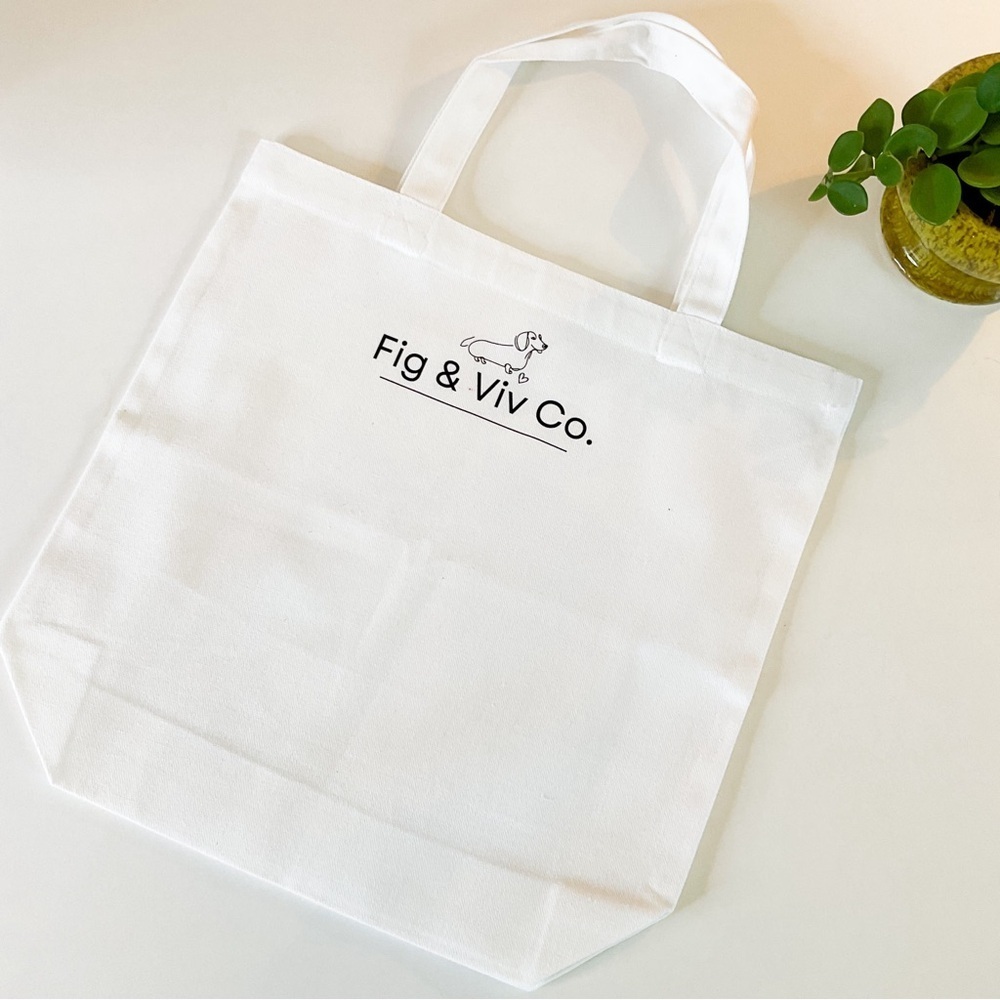 HANDMADE Doxie "Smooth Sailin'" White Cotton Canvas Tote Bag - Picture 3 of 4